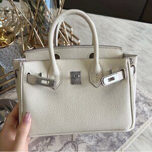 White Top Grain Leather Bag | 2 Sizes